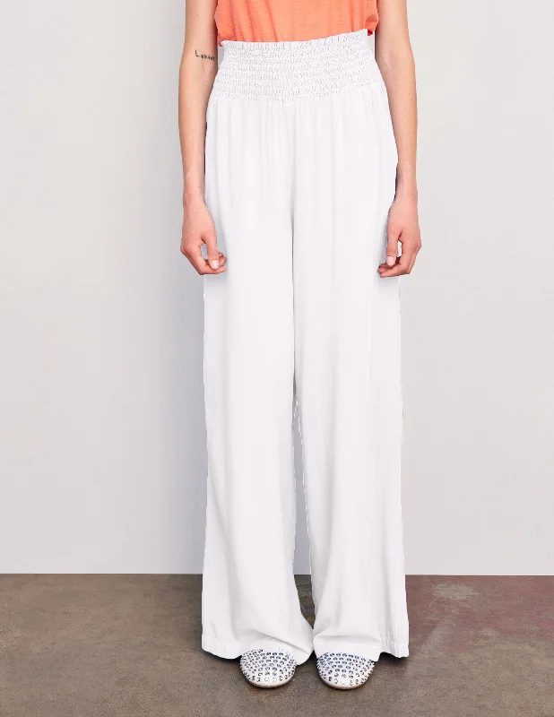 women's button-fly pantsSundry Smock Waist Wide Leg Pant in White