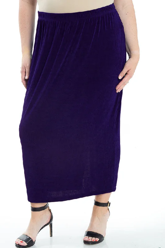 women's pajama-style formal skirtsVikki Vi Classic Royal Purple Straight Maxi Skirt