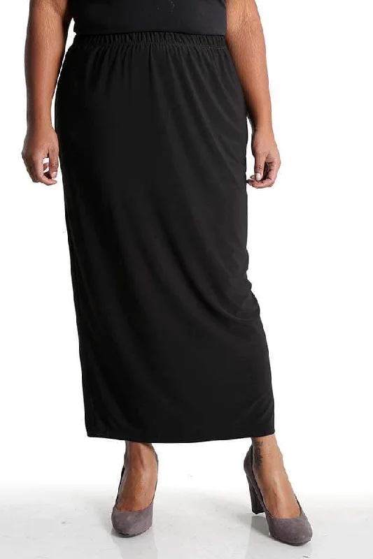 women's classic chiffon skirtsVikki Vi Jersey Black Straight Maxi Skirt