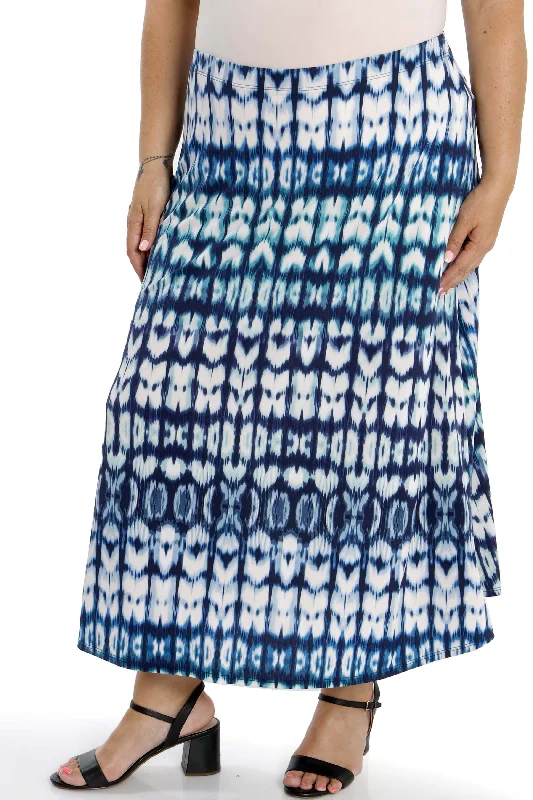 women's wool pencil skirts for winter formal eventsVikki Vi Jersey Blue Tribal Maxi Skirt