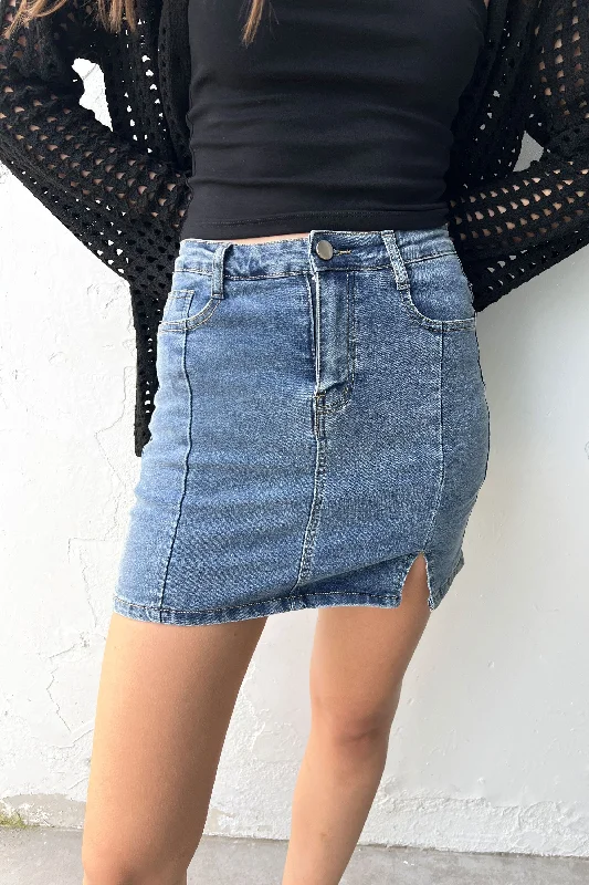 women's high-waisted skirtsFITTED JEAN MINI JEAN SKIRT