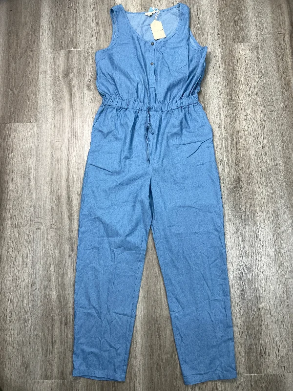 women's jumpsuits with long sleevesJumpsuit By Hem & Thread In Blue Denim, Size: M