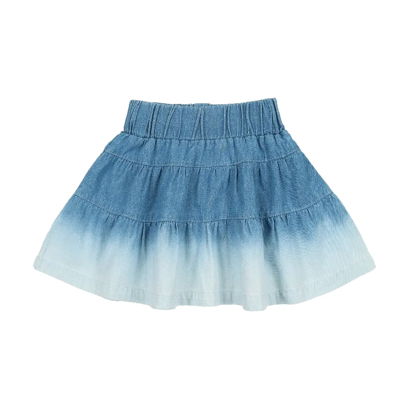 women's high-slit skirtsAnalogie Dip Dye Tiered Skirt - Denim