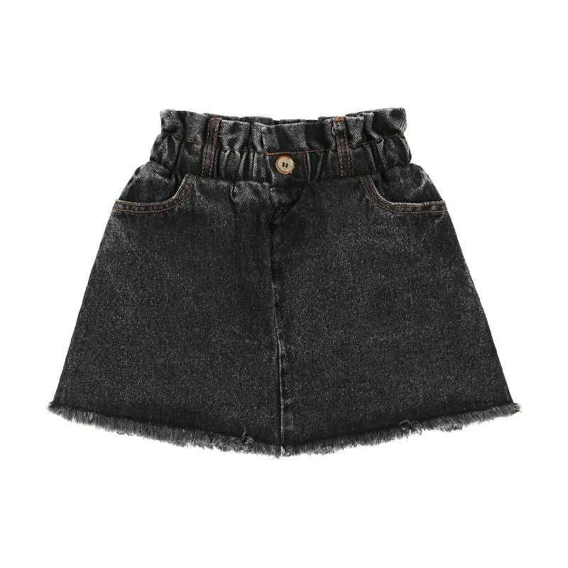 women's travel-friendly cocktail skirtsAnalogie Fringe Denim Skirt - Structured Black Denim