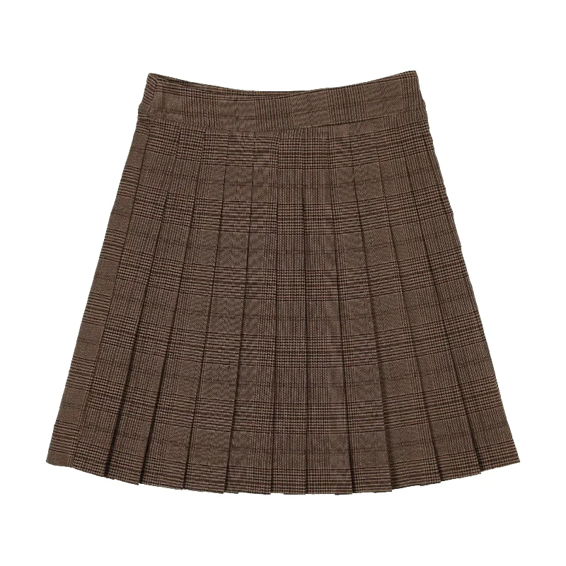 women's button-down skirtsAnalogie Pleated Skirt - Brown Plaid