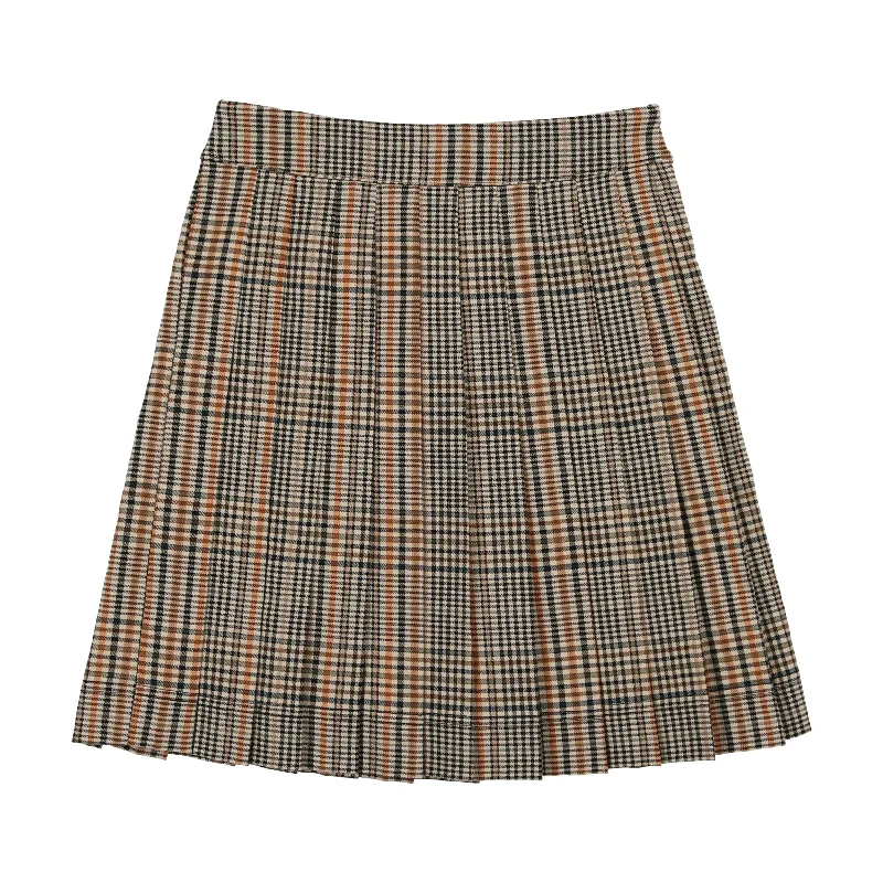 women's stretch skirtsAnalogie Pleated Skirt - Navy/Ecru Plaid