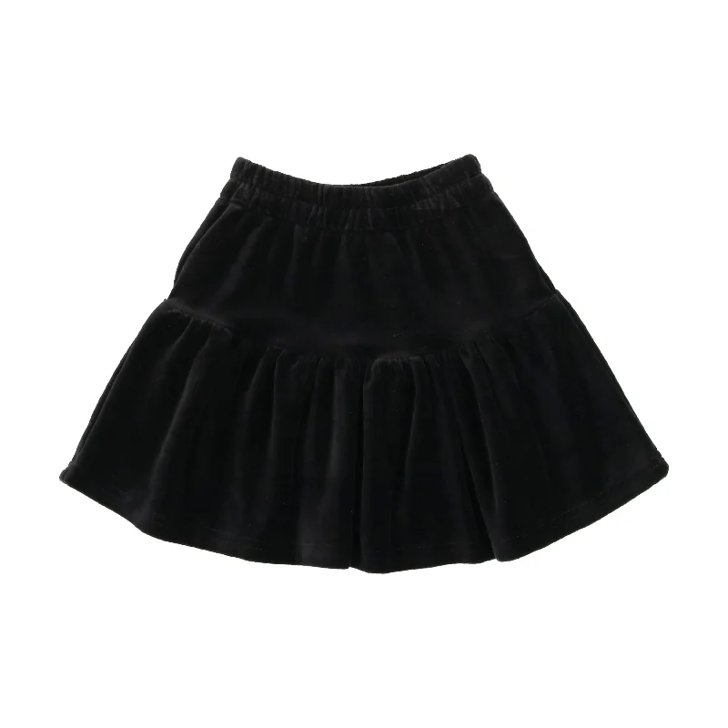 women's low-rise skirtsAnalogie Velour Tiered Skirt - Black