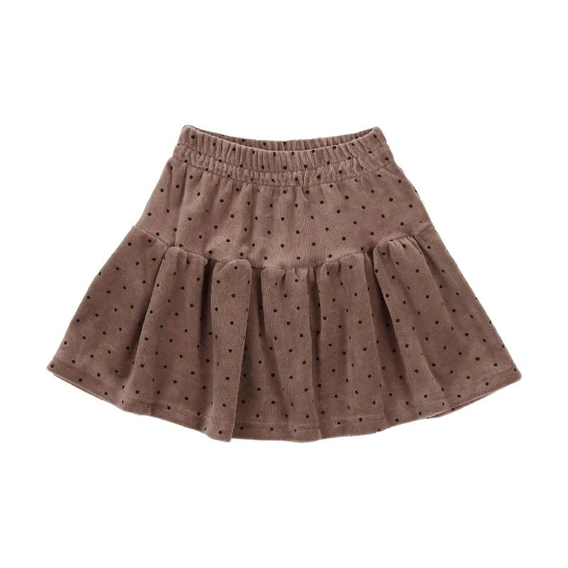 women's business skirtsAnalogie Velour Tiered Skirt - Dotted Taupe