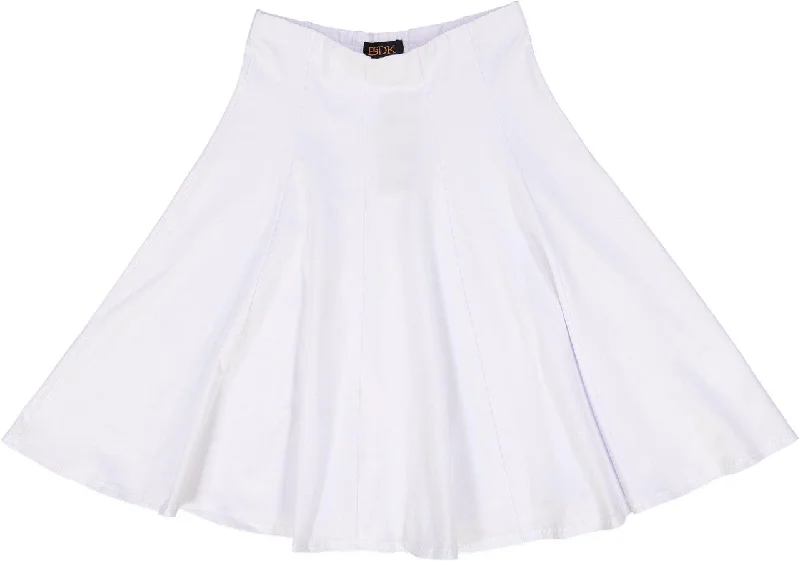 women's fair-trade solid-color skirtsBGDK Ladies Cotton Panel Skirt 25" - White BK1602A