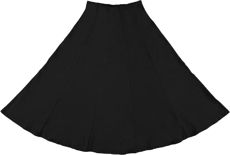 women's lightweight linen skirts for warm weatherBGDK Ladies Midi Cotton Panel Skirt 32" - Black BK1602AM