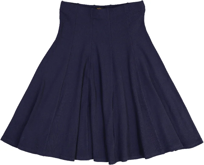 women's timeless satin skirtsBGDK Ladies Ribbed Panel Skirt - Navy BK1610A