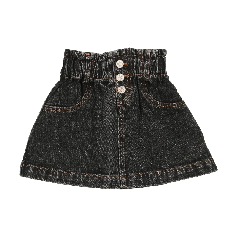 women's breathable cocktail skirtsLil Legs Denim Paperbag Skirt - Black Denim