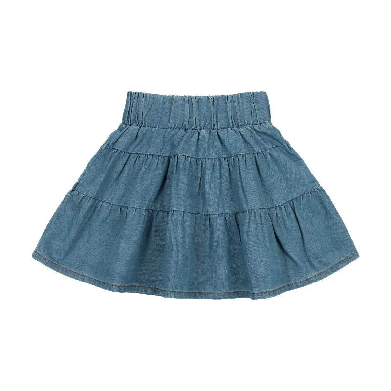 women's wrap skirtsLil Legs Denim Tiered Skirt - Dark Denim