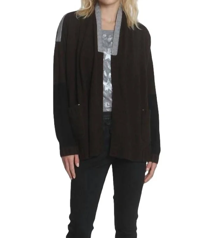 Funky SweatersBrandy Block Cardigan In Brown/black