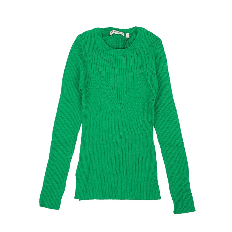 Comfortable SweatersGreen Cotton Rib Knit Long Sleeve Sweater