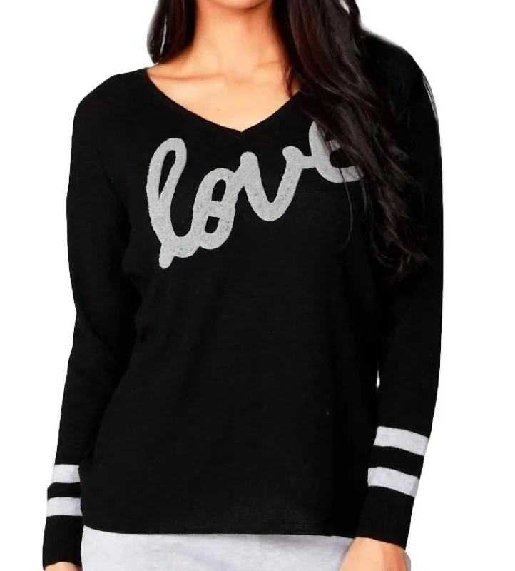 Baby SweatersLove V-Neck Pullover In Black/gray