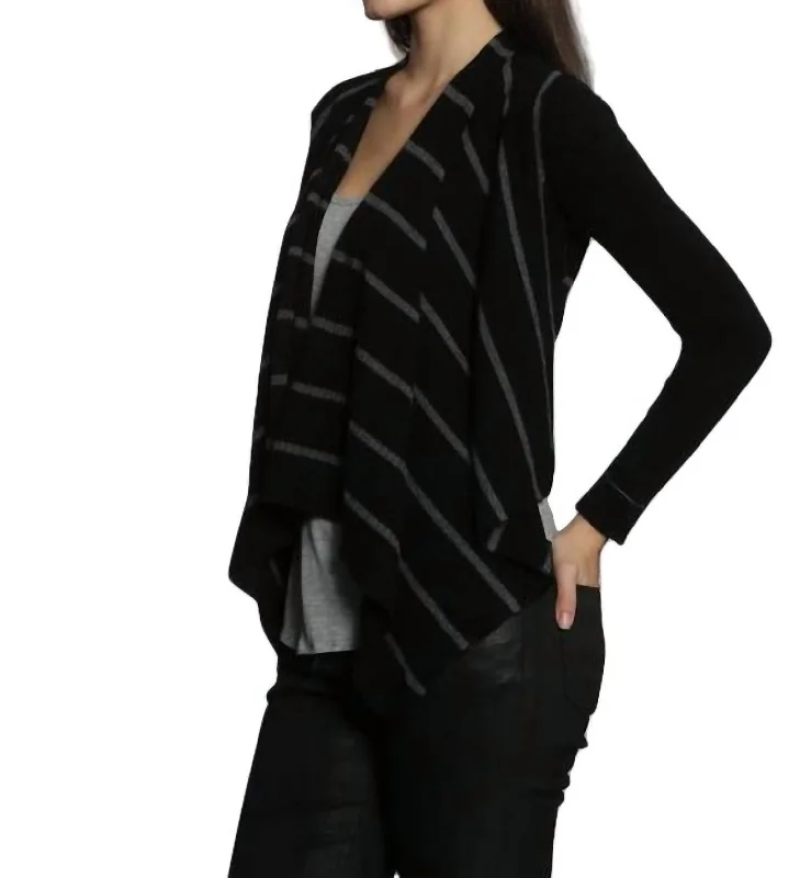 Chunky SweatersLuxe Cover Up Cardigan In Black/charcoal