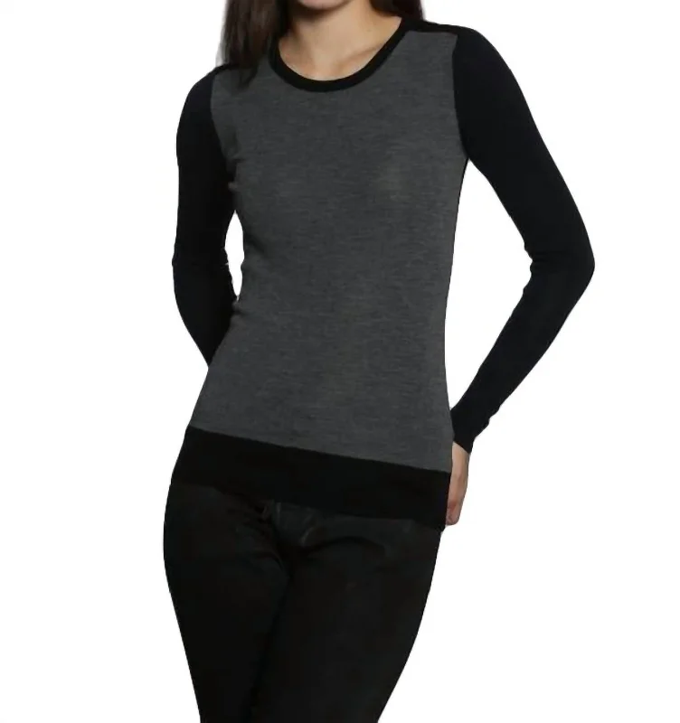 Fashionable SweatersSkinny Rib Crew Pullover In Grey/navy