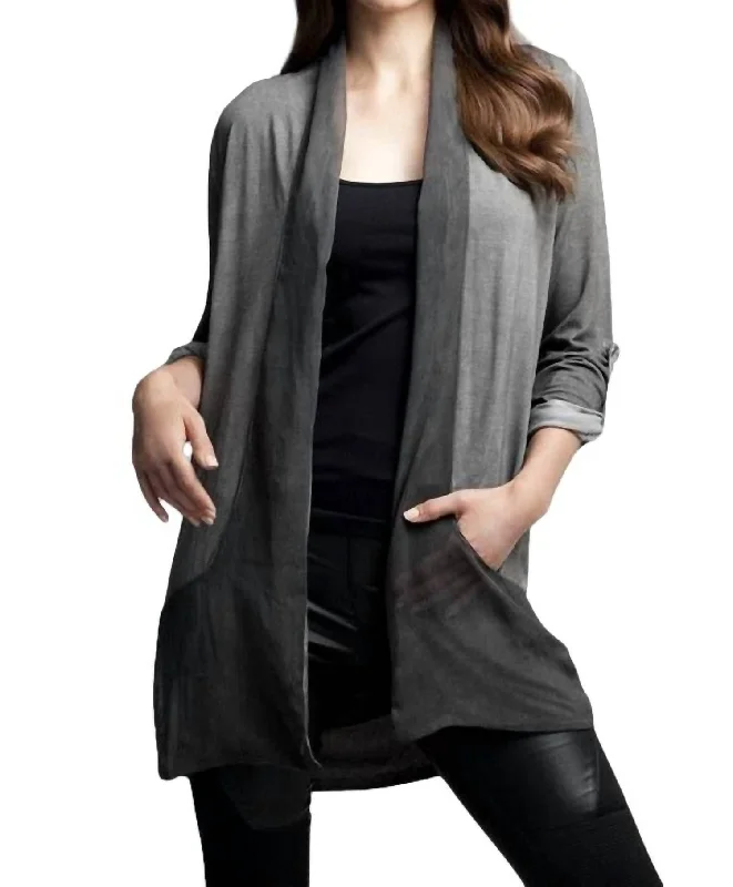 Thick SweatersSlash Back Cardigan In Charcoal