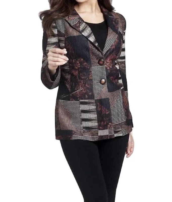 Extra-Large SweatersTapestry Chenille 2-Button Cardigan In Black Multi