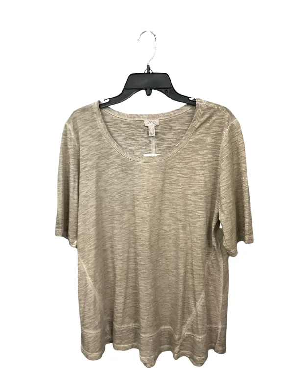 women's tops for summer festivalsTop Short Sleeve Basic By Logo In Tan, Size: L