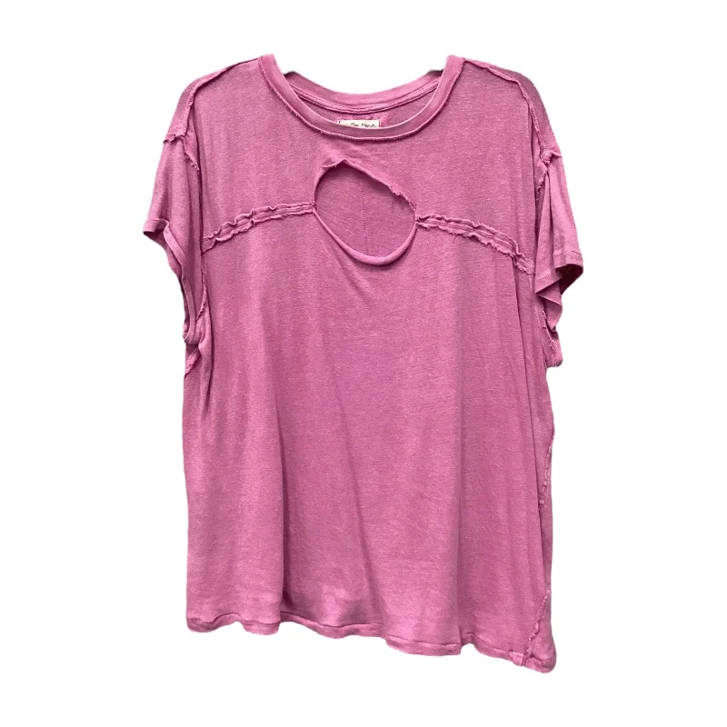 women's tops with cold-shoulder cuts and lace detailingTop Short Sleeve Basic By We The Free In Pink, Size: M