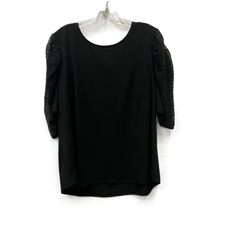 women's tops made from cottonTop Short Sleeve By Adrianna Papell In Black, Size: 1x