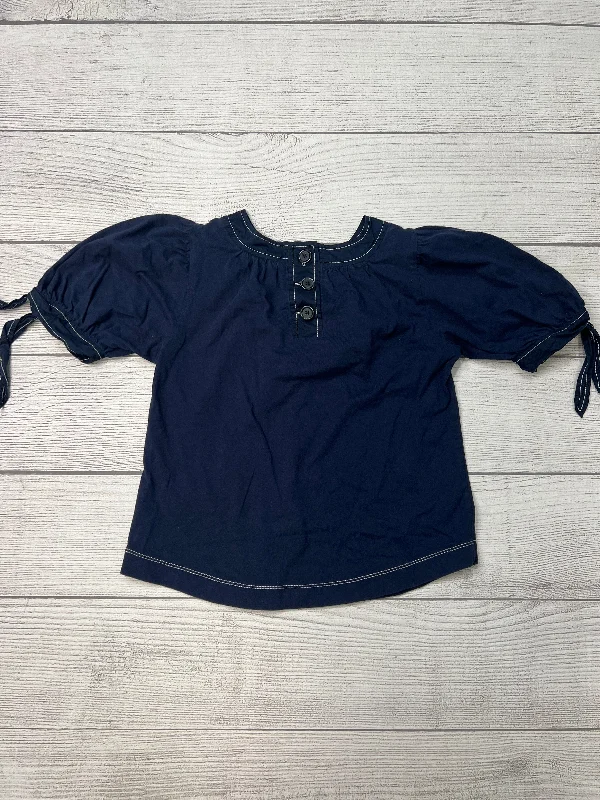 lace women's topsTop Short Sleeve By Anthropologie In Navy, Size: S