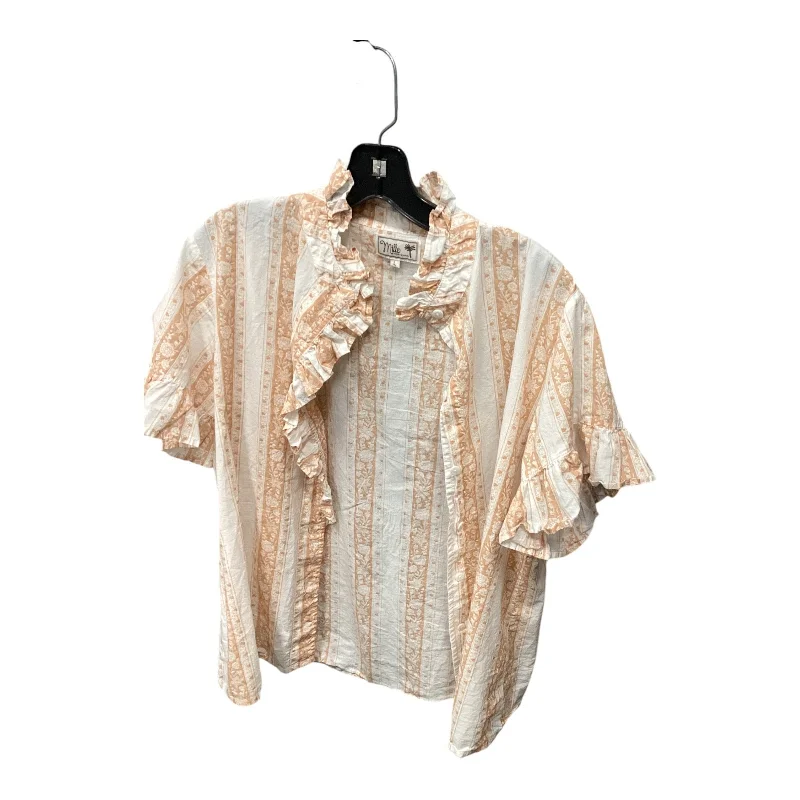 women's tops for cozy nights inTop Short Sleeve By Anthropologie In Orange, Size: L