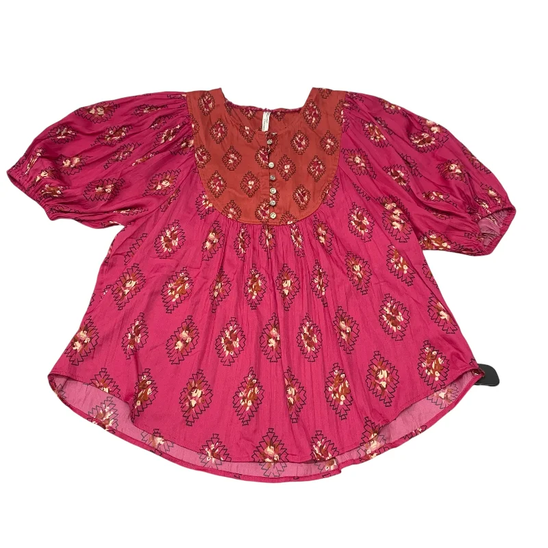 women's tops with unique designsTop Short Sleeve By Anthropologie In Pink & Red, Size: Xs