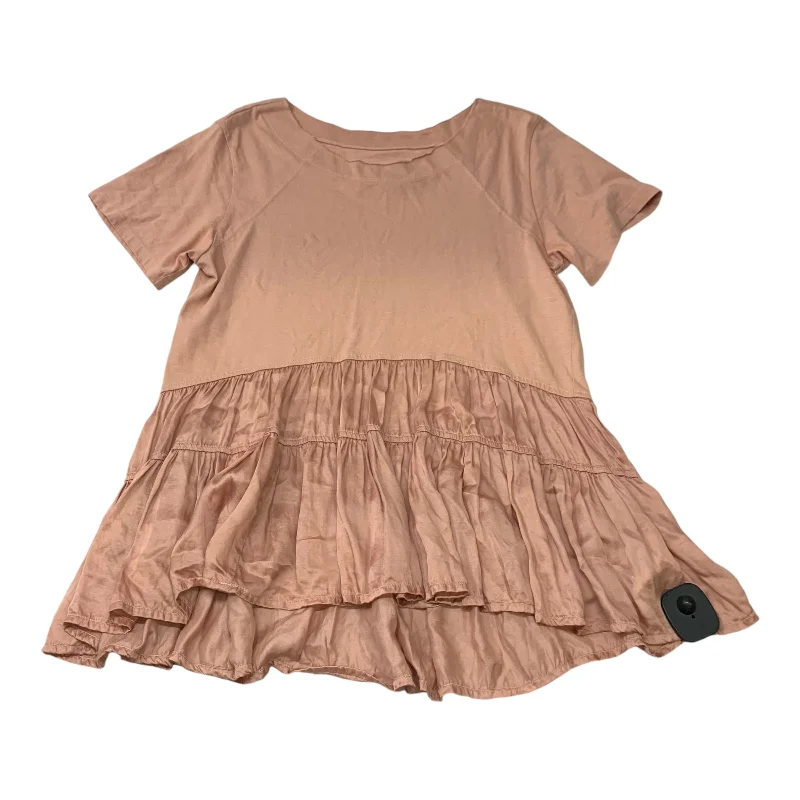 women's tops for glamorous eveningsTop Short Sleeve By Anthropologie In Pink, Size: S