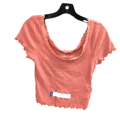 women's tops with sheer overlaysTop Short Sleeve By Arizona In Pink, Size: M