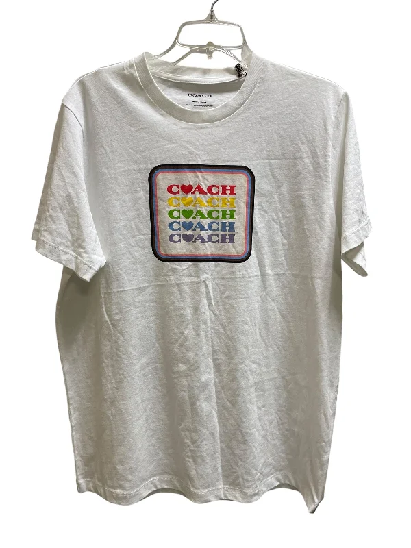 women's tops for those who love bold and vibrant colorsTop Short Sleeve By Coach In White, Size: M