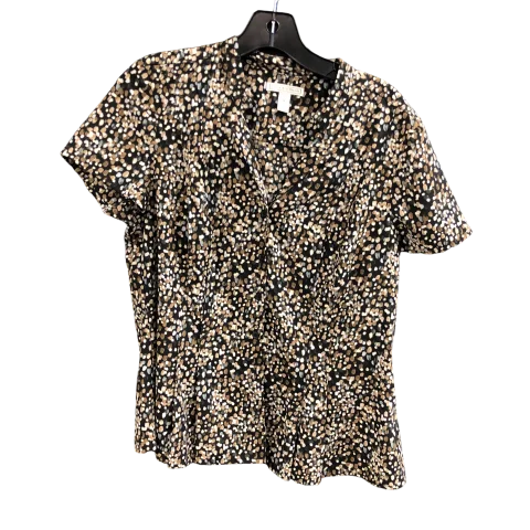 women's tops with asymmetrical designsTop Short Sleeve By Dana Buchman In Black & Brown, Size: M