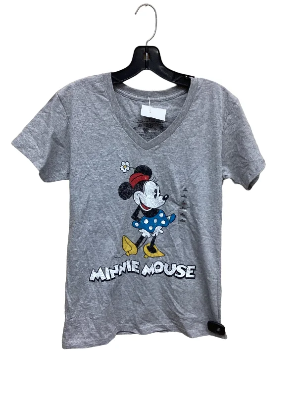 silk women's topsTop Short Sleeve By Disney Store In Grey, Size: M