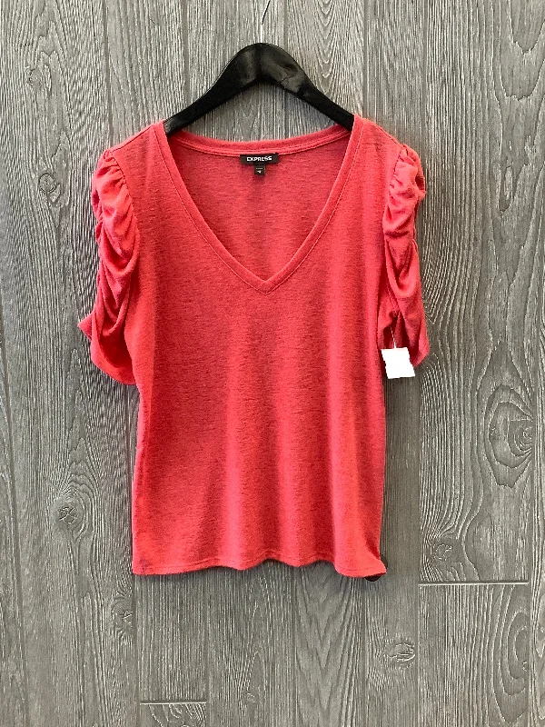 women's tops with asymmetrical designsTop Short Sleeve By Express In Orange, Size: M