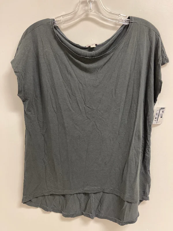 satin women's topsTop Short Sleeve By Gap In Grey, Size: S