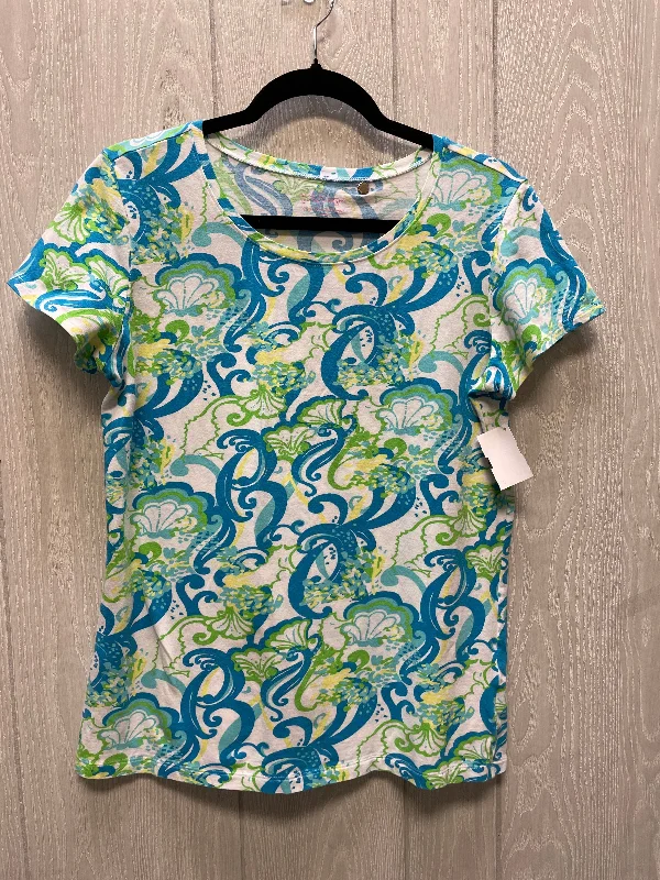 women's tops for minimalist aestheticsTop Short Sleeve By Lilly Pulitzer In Blue & Green, Size: L