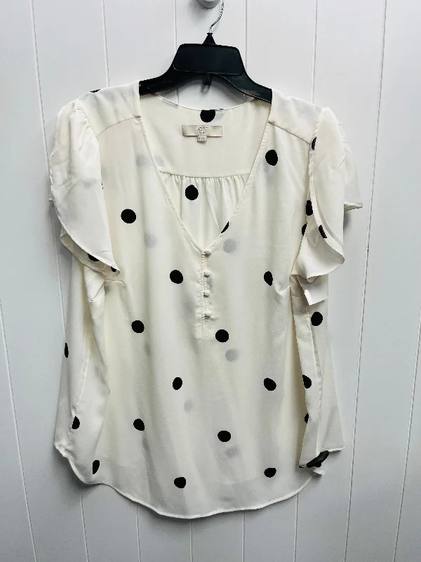 women's tops for those who want to elevate their everyday wear with chic and elegant piecesTop Short Sleeve By Loft In Black & Cream, Size: 18