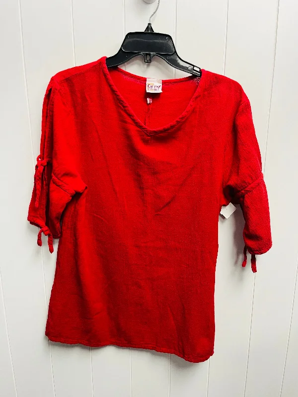 women's tops for glamorous eveningsTop Short Sleeve By Oh My Gauze In Red, Size: S