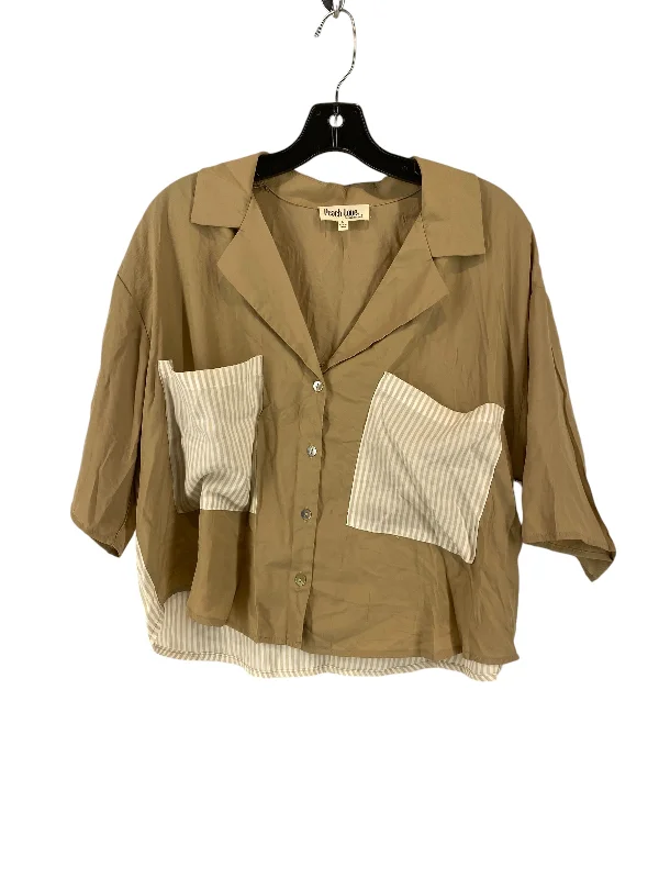 women's tops for those who want to wear pieces that are both functional and fashionableTop Short Sleeve By Peach Love Cream California In Tan, Size: L