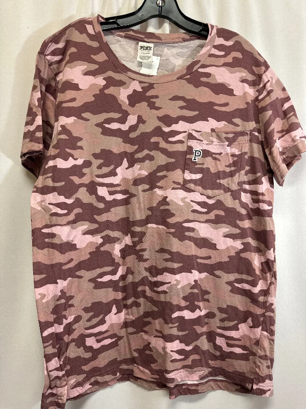 women's tops for vintage fashion enthusiastsTop Short Sleeve By Pink In Camouflage Print, Size: L