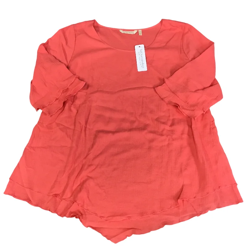 women's tops with flutter sleevesTop Short Sleeve By Soft Surroundings In Coral, Size: L