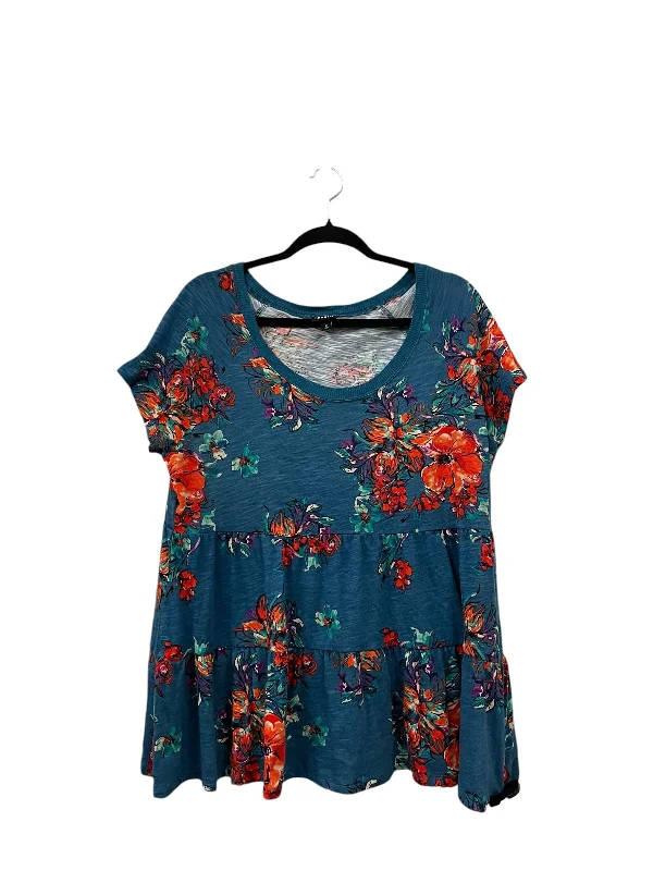 women's tops for summer festivalsTop Short Sleeve By Torrid In Blue, Size: L