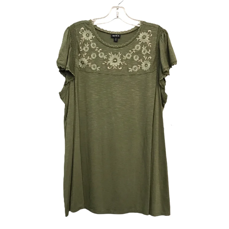 women's stylish topsTop Short Sleeve By Torrid In Green, Size: 2x