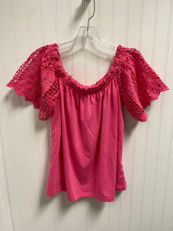 women's tops with sequin embellishmentsTop Short Sleeve Designer By Lilly Pulitzer In Pink, Size: M